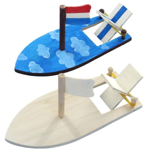 IWOWHERO 4 Satz segelboot aus holz selber bauen für Kinder Mini- Denksportaufgaben kinderspielzeug kinder spielzeug sailboat leeres Holzbootmaterial Malmaterial selber machen Bambus von IWOWHERO