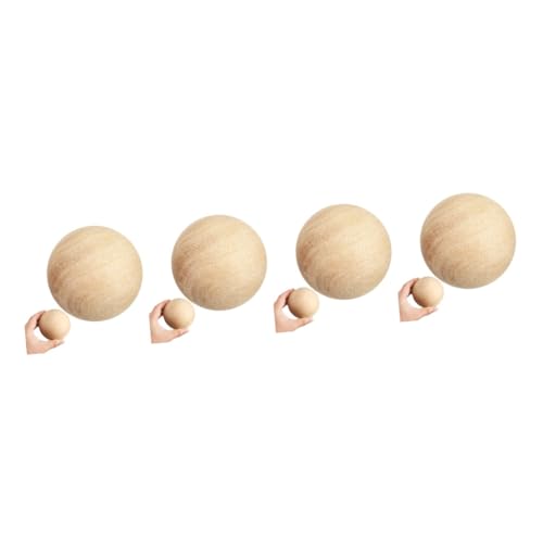 IWOWHERO 4 Stück 9 Cm Kugel Glatte Birkenkugeln Tischdekoration Ersatzkugeln Runde Bastelkugeln Buchenholzkugeln Mini Rundkugel DIY Zubehör Spielset Zubehör Hartholzkugel Aus Holz von IWOWHERO