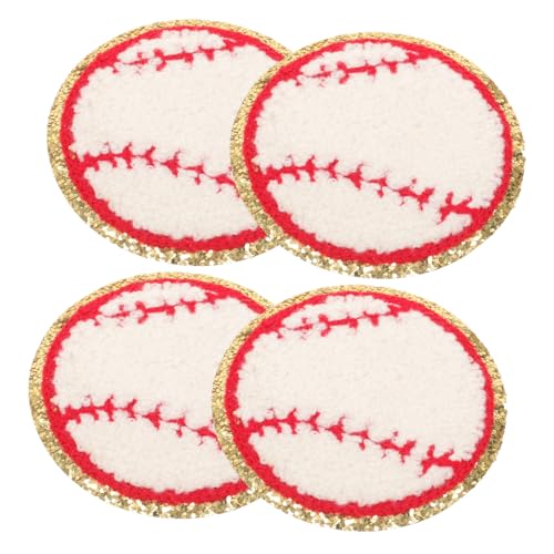 IWOWHERO 4 Stück Baseball-Bügeltuch-Aufnäher der Patch Flaggenpatches Flecken wohnungseinrichtung wohnungsdeko Aufnäher für Sportbälle Baseball-Aufnäher für den Haushalt Polyesterfaden von IWOWHERO