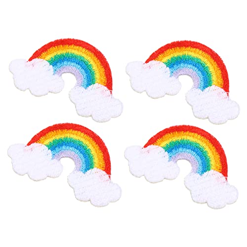 IWOWHERO 4 Stück Stoffaufkleber in Regenbogenfarben Regenbogenapplikationen Anstecknadel Flicken Für Bekleidung Regenbogen-patch Mini-dekor Mini-strasssteine Mini-zubehör Polyester Colorful von IWOWHERO