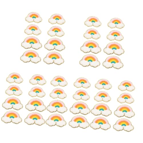 IWOWHERO 40 Stück Regenbogen Aufnäher Für Kinder Bezaubernde Aufnäher Glitzernde Aufnäher Für Kleidung Selbstgemachte Kleidung Regenbogen Design Stickerei Applikation Chenille von IWOWHERO