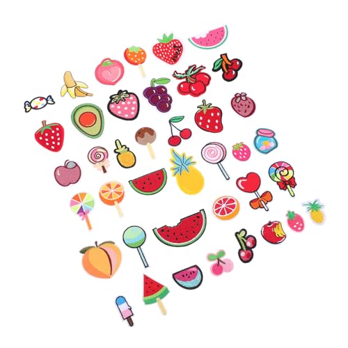 IWOWHERO 40St Fruchtbeet stickerpappier stickrahmen Mode Applikationen bügel Tasche bestickter Aufnäher dekorative Reparaturflicken Stickereiflecken süße Pulloverflicken Heißschmelzkleber von IWOWHERO