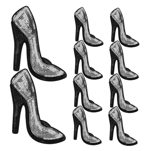 IWOWHERO 5 Paar High Heels Aufnäher Dekor Bestickte Abzeichen Applikation DIY Bekleidungsbedarf High Heel Form Aufnäher Bestickte Aufnäher Aufnäher Für Kleidung Kleidungsaufnäher von IWOWHERO