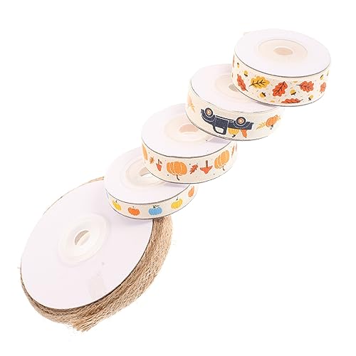 IWOWHERO 5 Rollen Thanksgiving-Gurtband ribbon geschenkband Halloween-Bänder Halloween -Ornamente Danksagungsbänder zum Basteln Zubehör für die Herstellung von Erntedankkränzen Polyester von IWOWHERO