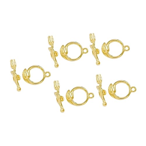 IWOWHERO 5 Sätze -taste Charm-armbänder Knebelverbinder Knebelverschluss Charme Umschalten Diy Schmuckverschluss Knebelverschlüsse Schmuckherstellung Oder Verschlüsse Metall Golden von IWOWHERO