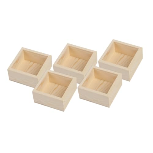 IWOWHERO 5 Stück Unfertige Holz Pflanzkisten Für DIY Projekte Tisch Organizer Naturholz Vielseitige Aufbewahrung Für Zuhause Und Büro von IWOWHERO