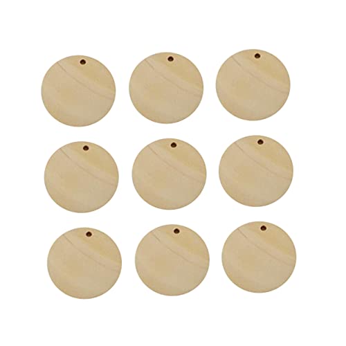 IWOWHERO 50 Stück Anhänger aus Holz slice unikal schlüsselketten schlüsselhalsband Schlüsselanhänger Kreisetiketten DIY-Schmuckanhänger flache Ornamente Schmuckanhänger herstellen Hölzern von IWOWHERO