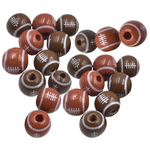 IWOWHERO 50 Stück Holzperlen American Football Ideal Für Armbänder Halsketten & Bastelarbeiten Robust & Langlebig Perfekte Sportmotive Für DIY Projekte von IWOWHERO