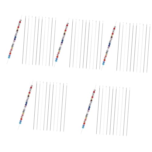 IWOWHERO 50 Stück Perlennadelständer Perlenwerkzeug Für DIY Gebogene Nadeln Nähdraht Perlenkurvennadel Perlen Zusammenklappbare Augennadeln Haken Perlennadeln Floristendraht von IWOWHERO