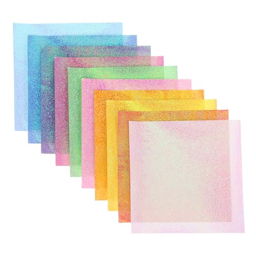 IWOWHERO 50 Stück Perlmuttfarbenes Handgemachtes Origami Quadratische Origami-papiere Diy-papier Glitzerndes Seidenpapier Origamipapier 10x10 Buntes Bastelpapier Pastellpapier Mylar von IWOWHERO