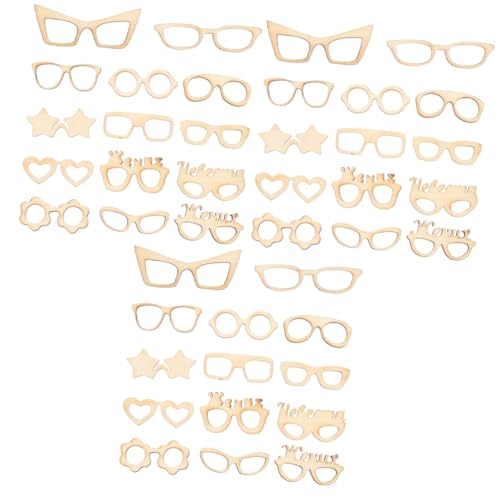 IWOWHERO 51 Stk Gläser Holzspäne Partyzubehör Brillenanhänger Ausschnitte Kunsthandwerk Ausschnitte Malerei Ornament Diy-gläser Zum Bemalen Graffiti-farbige Brille Mini-spielzeug Hölzern von IWOWHERO