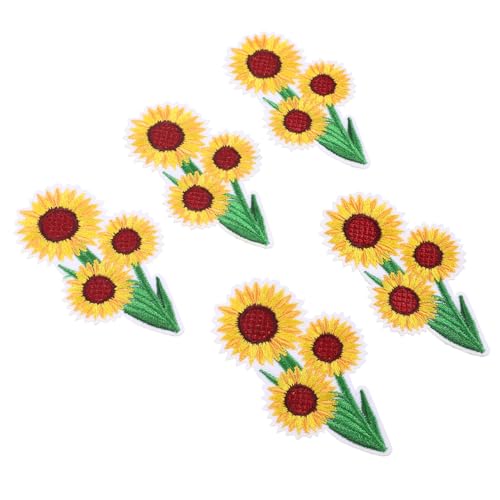 IWOWHERO 5St Sonnenblumenfeld Stoffaufkleber Paillette Flicken für Jacken Sonnenblumen-Stickpatches wohnraumdeko bügelbild kompakte Hutaufnäher austauschbare Hutaufnäher Polyesterfaden von IWOWHERO