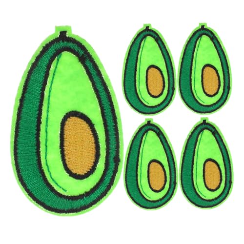 IWOWHERO 5St Stickaufkleber Kleidungsflicken süßes Applikationsabzeichen Avocado-Applikation bügel patch Aufbügelpatch Avocado-Bekleidungszubehör Jacken-T-Shirt-Aufnäher Twill-Stoff Green von IWOWHERO