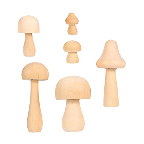 IWOWHERO 5st Kinder Malen Pilz Graffiti-pilze Kinder Pilz Pilze Dekor Basteln Für Kinder Mini-pilzschmuck Unfertiges Pilzmodell Kinder Unfertiger Pilz Leeres Pilzhandwerk Pilz Malen Hölzern von IWOWHERO