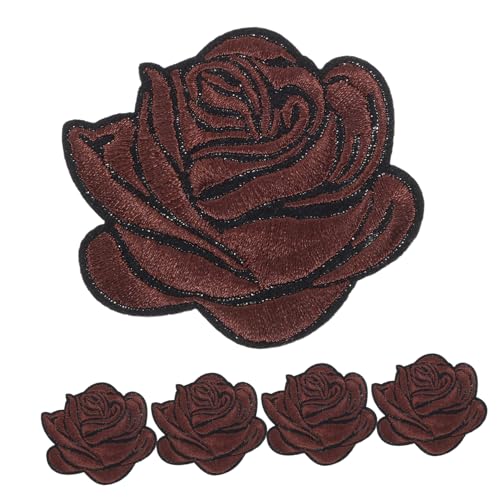 IWOWHERO 5st Rosenbeet Applikationen Für Kleidung Blumenflecken Für Kleidung Blumenflicken Zum Aufbügeln Rosenflecken Für Kleidung Gestickte Aufnäher Tiger-patch Patch- Brown Baumwolle von IWOWHERO