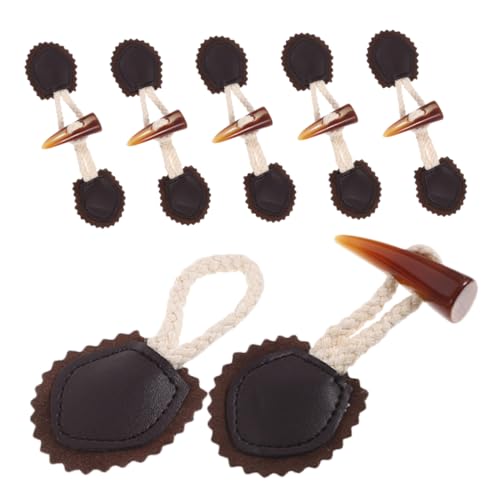 IWOWHERO 6 Paare Hornknöpfe Dekorative Knebelknöpfe Mantelknebel Pulloververschlüsse Knebelverschlüsse Für Mäntel Knopfschlaufen Knebelknöpfe Für Pullover Umschaltknopf Black Baumwollseil von IWOWHERO