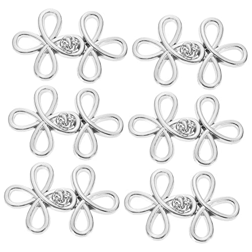 IWOWHERO 6 Paare Schnalle Knopf für DIY-Kleidung Chinesische Knotenknöpfe Knotenverschluss kleidungsknopf Kleidungsknöpfe Cheongsam-Knöpfe Kleidungszubehör selber machen Legierung Silver von IWOWHERO