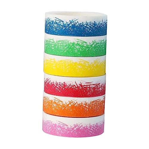 IWOWHERO 6 Rollen Washi-tape Gittermarkierungsbänder Farbiges Klebeband Für Kinder Whiteboard-klebeband Party-geschenkband Dekoratives Bastelband Breites Washi Masking Tape Papier Colorful von IWOWHERO