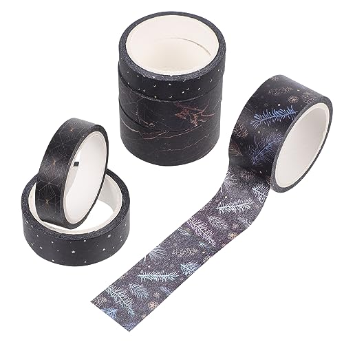 IWOWHERO 6 Rollen Washi-tape-set Handgemachte Aufkleber Farbiges Klebeband Scrapbook-klebeband Schwarze Aufkleber Hübsches Washi-tape Diy Sammelalbum Washi-tape Einwickeln Abdeckband Papier von IWOWHERO