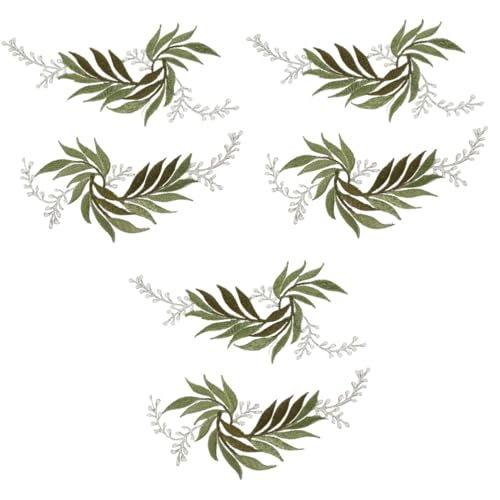 IWOWHERO 6 Stk Blatt-stickerei-patch Kleidung Diy Ornamente Gestickte Blumenapplikationen Patches Nähen Dekorative Patches Kleidung Weinreben- Kleiderflicken Green Rayon von IWOWHERO