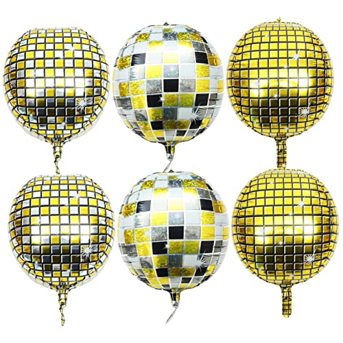 IWOWHERO 6 Stück Discokugel Ballon Heliumballons Aluminium Disco Kugel Abschlussball Dekoration Kugelballons Abschlussball Ballons Aluminiumfolienballon Hochzeitsdekorationen Für von IWOWHERO