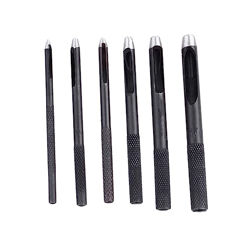 IWOWHERO 6 Stück Leder Stanzwerkzeug 1 5 Mm Rund Locheisen Professioneller Gürtel Lochschneider DIY Lederhandwerk Stanzer Set von IWOWHERO