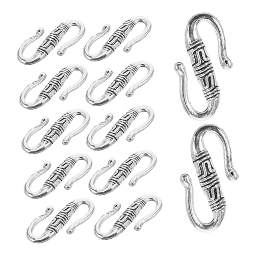 IWOWHERO 60 Stk Gürtelschnalle Aus Tibetischem Silber 14k Hakenanhänger Halskette Mit Knebelverschluss Haken Für Vintage-schmuck Winziger Haken Schmuck S-schnalle S Haken Silver Legierung von IWOWHERO