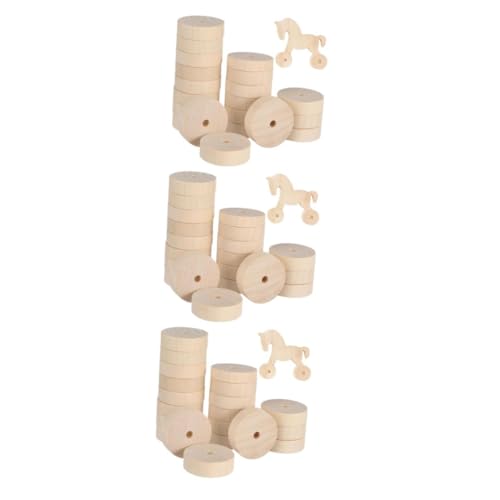 IWOWHERO 60 Stk Log-Rad Modellauto weiße Spielzeug-Bastelräder Bastelwagen auf Rädern bastelzeug für kinder handwerkskunst Fahrzeugräder aus Holz rad spielzeug selber machen hölzern Khaki von IWOWHERO