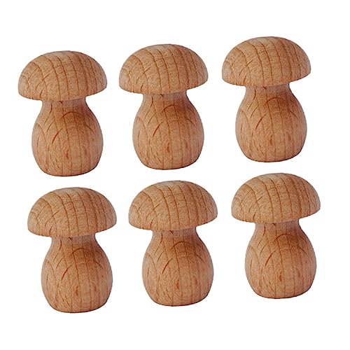 IWOWHERO 6St Süße kleine Pilze Kanister bescherung weihnachten weichnachtsgeschke spielsachen pädagogisches Desktop bonsai decor toy Simulationspilz Mini-Pilz aus Holz Brown von IWOWHERO