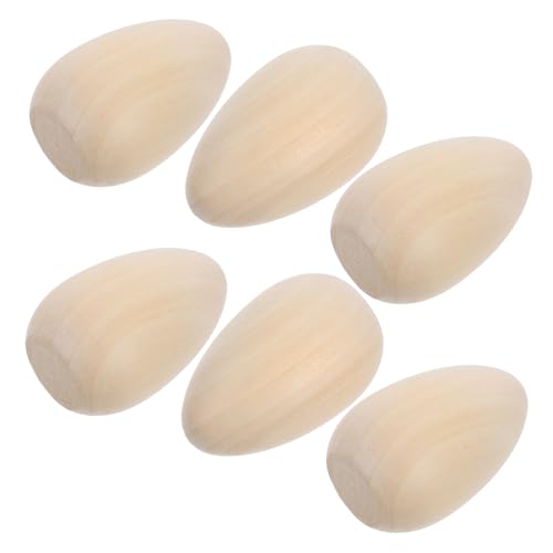 IWOWHERO 6st Ostern-doodle-eier Bemalte Ostereier Spielzeugeier Ostereier Selber Machen Eier Spielen Percussion-musik-eier Egg Scrambler Shaker Schlaginstrumente Gefälschte Eier Holz Khaki von IWOWHERO