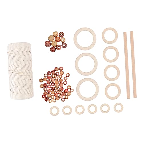 IWOWHERO 76 Stk Holzhandwerk Modeperlen Retro-Wandteppich Makramee-Kit Makramee-Perlen DIY-Kunsthandwerk bastelkasten bastelholz Bastelmaterial aus Holz Holzring selber machen hölzern Khaki von IWOWHERO