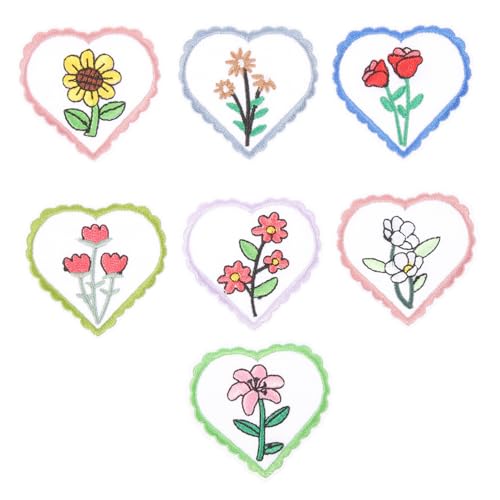 IWOWHERO 7St blumenmuster patches set shoe charms Hemd Dekoration Blumenstickerei Mini-Bügeleisen zum Nähen Taschenaufnäher Aufnäher für Kleidung Kleiderflicken für Löcher Stoff Colorful von IWOWHERO