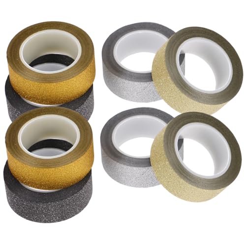 IWOWHERO 8 Rollen Glitzer Und Papier Band Tag-aufkleber Diy Klebeband Glitzerband Selber Machen Handkontoband Hübsches Glitzerband Dekoratives Klebeband Für Diy Etiketten Japanisches Papier von IWOWHERO