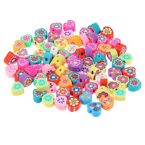 IWOWHERO 80St Polymerperlen Frucht-Polymer-Ton-Perlen Herzperlen für Armbänder Perlen zum Basteln Farbperlen clay beads geldgeschenke weihnachten Kinderperle aus Ton Abstandshalter Tonperle von IWOWHERO