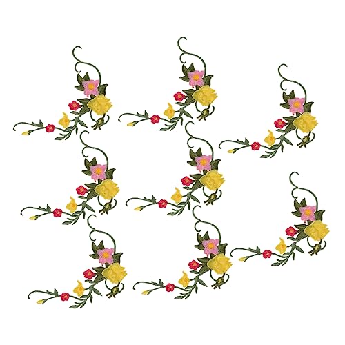 IWOWHERO 8St Blumen Stoff aufkleber Abzeichen annähen Aufkleber annähen Applikationen für Kleidung gestickte Aufnäher stoffblumen bügelbild Aufbügler-Patches Flecken Tasche Blumenbeete von IWOWHERO