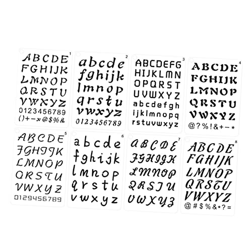 IWOWHERO 8St Malvorlage Englische Buchstabenschablonen Alphabet-Vorlagen Kalligrafie Vorlagen Buchstaben Zahlenvorlagen Zahlen schablonen Stencil Vorlagen zum Malen Briefvorlagen pet0.25mm von IWOWHERO