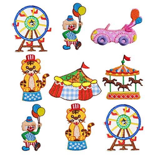 IWOWHERO 9st Stickerei-diy-patch Patchapplikation Nähen Flicken Für Bekleidung Zirkus-patches Cartoon-aufkleber Stickerei Selber Machen Gestickter Aufnäher Selber Machen Down-patch Colorful von IWOWHERO