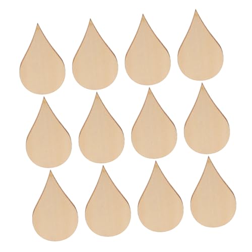 IWOWHERO Beige 50 Stück Holzformausschnitte Holz Wassertropfenform Holzstücke Verzierung DIY Handwerk Ornament Heimdekorationen Beige von IWOWHERO