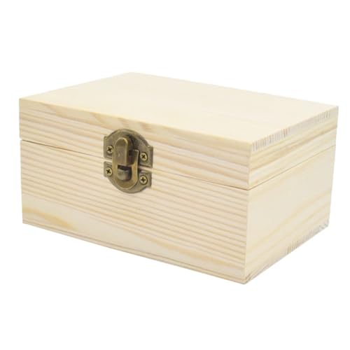 IWOWHERO Box Aus Holz Schmuckschatulle Schmuck Schatz Organizer Holz Schatztruhe Unvollendete Holztruhe Brautjungfern Etui Aus Metall von IWOWHERO