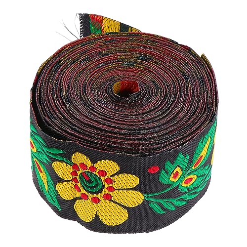 IWOWHERO Ethnisches Spitzenband Jacquardband zum Nähen Vintage-Stoff Zierleiste Gänseblümchen Stoffband haaraccessoires hair jewellery bund besticktes Band Kleiderband Polyestergarn Black von IWOWHERO