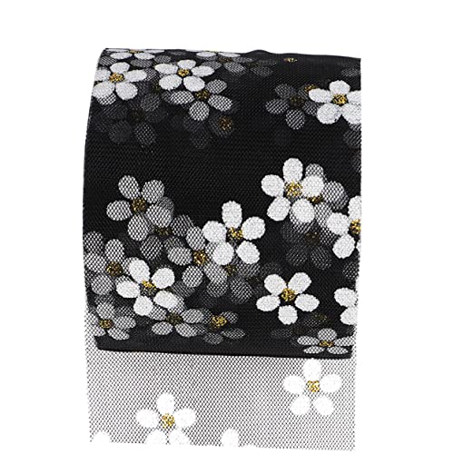 IWOWHERO Gazeband selber machen Blumenstrauß Band Stoff Drahtband zum Basteln Luxusband Tüllstoff Spitze seidenband ribbon bastelst beschläge die bescherung Gazeband für Kopfschmuck Black von IWOWHERO