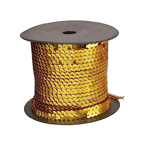 IWOWHERO Pailletten für DIY-Kleidung Hochzeitsdekoration holografische facettierte Pailletten paillettenbesatzspule pailletten Metallband Quaste Wohnung metallische flache Pailletten Golden von IWOWHERO