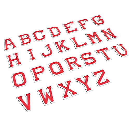 IWOWHERO Satz 26 Stoffaufkleber Mit Englischen Buchstaben Stickapplikationen Buchstaben Applikation Aufnähen Alphabetapplikationen Pflaster Aufkleben Weihnachten Bestickter Aufnäher Rot von IWOWHERO