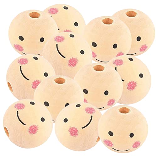 IWOWHERO Smile Holzperlen 20mm Runde DIY Perlen Für Schmuckherstellung Kinderschmuck Und Bastelbedarf Unbehandelte Natürliche Holzperlen Für Kreative Projekte von IWOWHERO