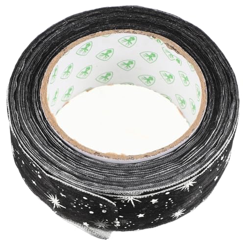 IWOWHERO Sterngarn Verpackungsband Halloween Dekoband Für Blumenstrauß Halloween Kürbis Deko Geburtstagstortenband Geburtstagsdekorationen Satinband Kranzband Nylon Schwarz von IWOWHERO