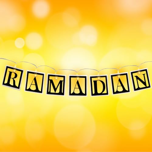 IWTBNOA Led Lichterkette Ramadan, Ramadan Wooden Hollow LED, Ramadan Eid Lichterkette, Ramadan Dekoration Hölzerne, Led Muslim Ramadan Lichterkette, Muslimisches Nachtlicht für Ramadan Dekoration von IWTBNOA