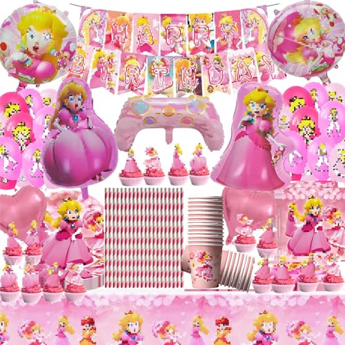 IXOKEV Princess Partygeschirr Set für 20 Gäste, Prinzessin Thema Party Deko Geschirr Set Kinder, Mädchen Geburtstag Deko, Geburtstags Teller Tassen Servietten Tischtücher Banner für Kinder Geburtstag von IXOKEV