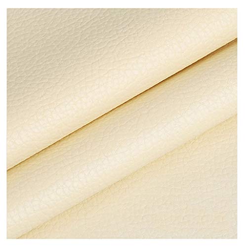 Möbelstoff Premium Bezugsstoff Zum PU Kunstleder 140 X100 cm ， Kunstleder Stoff Polster Handwerk DIY Nähen Sofa Handtasche Auto Futter Autositz(Color : Khaki)(Cream color,1.4X1m) von IYARNOVA