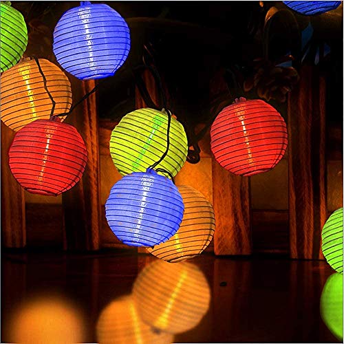 Lichterkette Außen Solar Lichterkette Aussen Lampions Wetterfest Laterne 20 LED 3M Terrassen Deko Lichter Dekoration für Balkon Garten Bäume Terrasse Partys Außen und Innen (Bunt) von Ibello