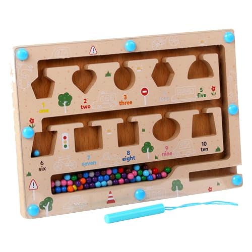 Ibuloule Magnetfarben- und Zähllabyrinth, Magnetisches Zähllabyrinth - Montessori Spielzeug Zahlenlabyrinth | Farblich passendes Labyrinthbrett, Lernspielzeug aus Holz, Zählspielzeug für Feinmotorik von Ibuloule